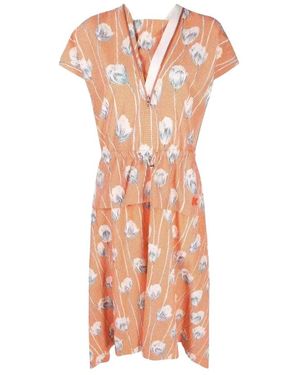 KENZO Kleedjes ,Oranje ,Katoen Graphic-Floral Print Gingham Midi Jurk - Roze