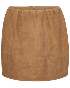 ROTATE BIRGER CHRISTENSEN Mini Suede Leren Rok - Bruin