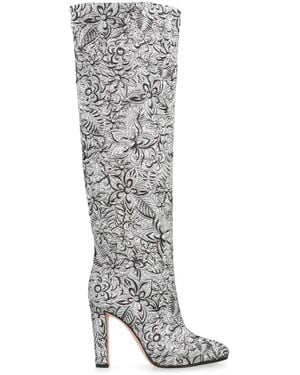 Alberta Ferretti Jacquard Stoffen Laarzen - Grijs