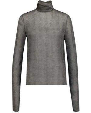 Saint Laurent Tops ,Grijs ,Colbertblouse Met Prins Van Wales Zijde Charmeuse