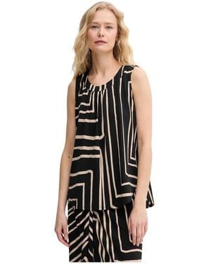 Joseph Ribkoff Tops ,Zwart ,Polyester Geometric Pattern Mouwloze Top