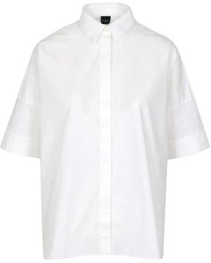 Fay Overhemden ,Wit ,Katoen Stretch Katoenen Shirt