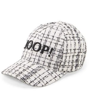 Joop! Accessoires ,Wit ,Tweed Cepure Met Tekstuuriert Weefsel En Geborduurd Logo - Metallic