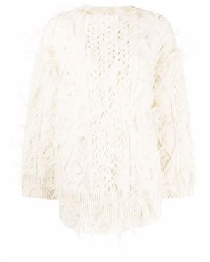 Valentino Wollen Trui Met Veren - Wit