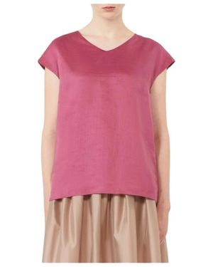 Max Mara Overhemden ,Roze ,Top Met V-Hals En Strik Aan De Achterkant