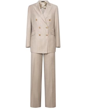 Franzese Collection Lady Diana Anzug Mit Doppelreihigem Sakko - Natur