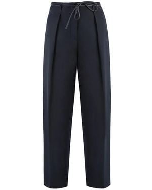 Yves Salomon Wide Trousers - Bleu