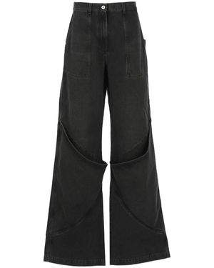 The Attico Pantalones Negros De Algodón Con Presillas Para Cinturón, Mujer, Talla