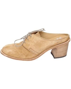 Moma Vintage Elegante Suède Hak Mules - Naturel