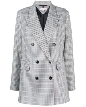 Tommy Hilfiger Jassen ,Blauw ,Polyester Small Check Relaxed Db Blazer - Grijs