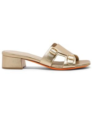 Santoni Heeled Mules - Metálico