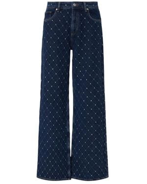 Liu Jo Jeans ,Blauw ,Katoen Jeans Straight Matelassé Met Strass