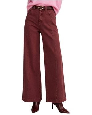 Kocca Jeans ,Rood ,Katoen High-Waist Wide-Leg Jeans