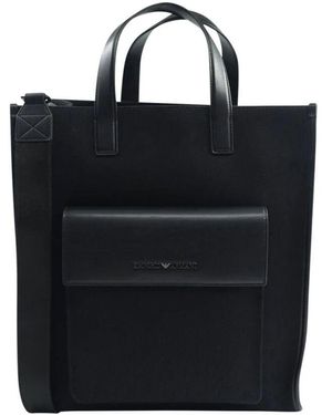 Emporio Armani Schwarze Baumwolltasche Mit Metalllogo