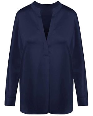 Vince Zijden Blouse V-Hals - Blauw