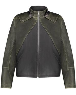 flâneur Leder-Sturmhauben-Jacke - Grau