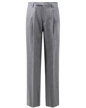 Vince Broeken ,Grijs ,Wol Louie Relaxed Twill Double-Pleated Trouser
