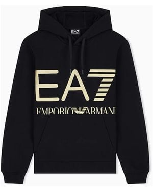 EA7 Hoodies & Sweatvesten ,Zwart ,Katoen Logo Series Hoodie - Blauw