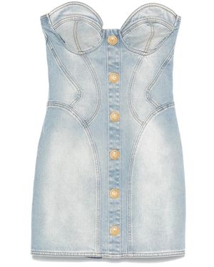 Balmain Short Denim Dress - Blue