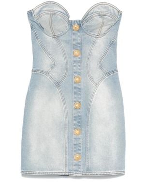 Balmain Short Denim Dress - Blue