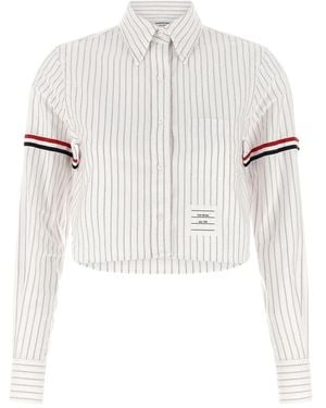 Thom Browne Overhemden ,Wit ,Katoen Oxford 4-Bar Pinstripe Shirt