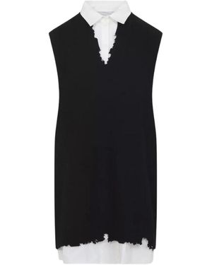 MM6 by Maison Margiela V-Neck Knitwear - Black