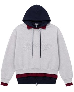 Balenciaga Hoodies & Sweatvesten ,Grijs ,Frayed Script Layered Crewneck - Blauw