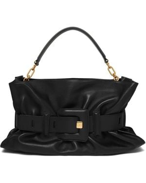 Balmain Anthem Draped Leder Schultertasche - Schwarz