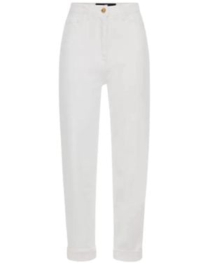 Elisabetta Franchi Palazzo Leg Ivory Jeans - Wit