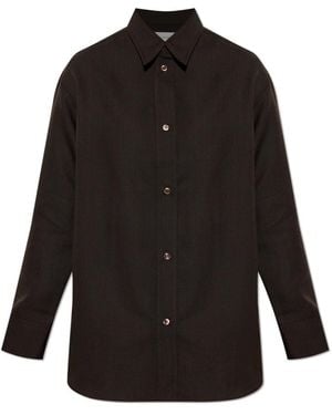 Studio Nicholson Overhemden ,Bruin ,Wol Rouen Shirt - Zwart