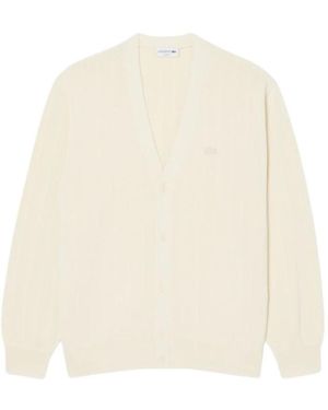 Lacoste Rippstrick-Cardigan Aus Baumwollmischung - Weiß
