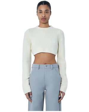 Rier Cropped Strickpullover - Weiß
