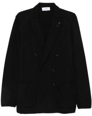Lardini Gebreid Double-Breasted Blazer - Zwart