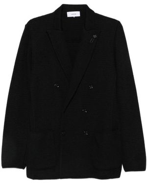 Lardini Gebreid Double-Breasted Blazer - Zwart