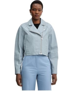 Pinko Jassen ,Blauw ,Leer Carlene Chiodo Jacket