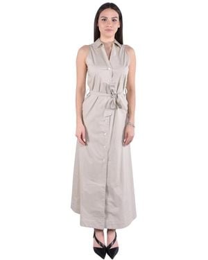 Woolrich Kleedjes ,Wit ,Katoen Buttoned Midi Dress - Roze