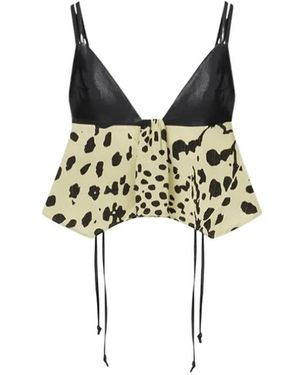 Nanushka Gele/Zwarte Top Met Details - Groen