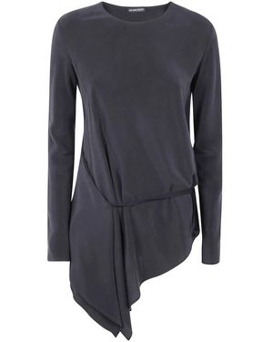 Ann Demeulemeester Tops ,Zwart ,Deana Long Sleeve Asymmetric Top - Blauw