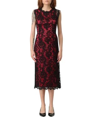 Dolce & Gabbana Midi Kleid Mit Spitze Und Ärmellosem Design - Rot