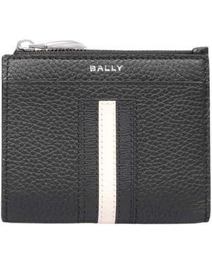 Bally Streifen leder geldbörse mit druckknopf - Grau
