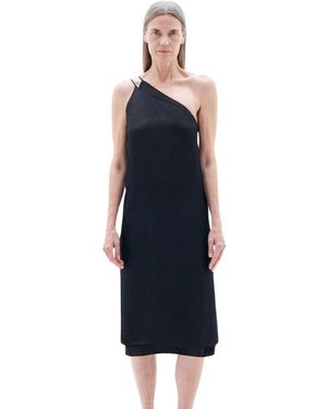 Filippa K Kleedjes ,Zwart ,Asymmetrische Seersucker Jurk - Blauw