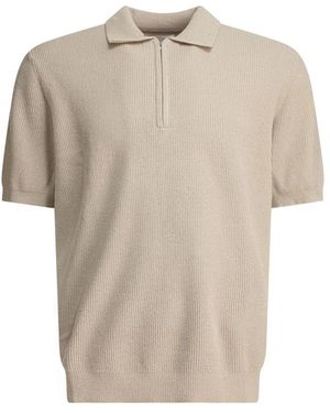 NN07 Kurzärmeliges Strick-Polohemd Mit Reißverschluss - Natur