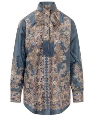 Zimmermann Overhemden ,Veelkleurig ,Valiant Relaxed Shirt - Blauw