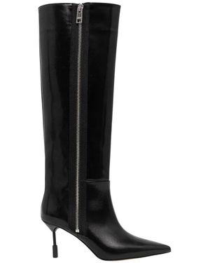 MSGM Schoenen ,Zwart ,Leer Puntige Leren Laarzen