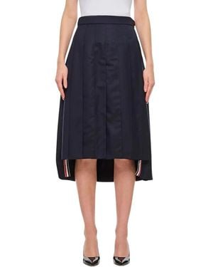 Thom Browne Rokken ,Blauw ,Wol Geplooide Wollen Rok