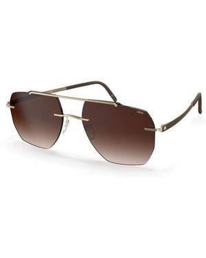Silhouette Braun Schattiert Rimless Sonnenbrille 8746