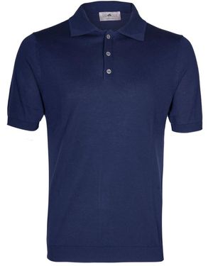 Irish Crone Kurzarm Baumwoll-Poloshirt - Blau