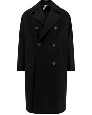 Hevò Double-Breasted Coats - Black
