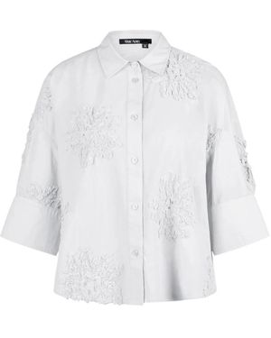 MARC AUREL Overhemden ,Wit ,Katoen Cropped Shirt Met Bloemenborduursel