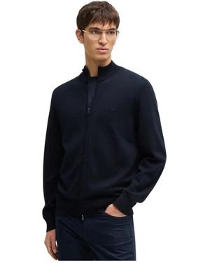 BOSS Gebreide Ritsvest - Blauw